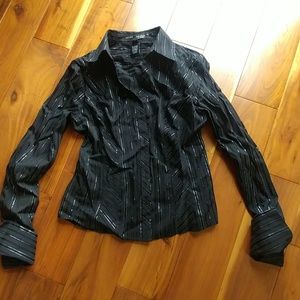 Black and Metallic Stripped Blouse